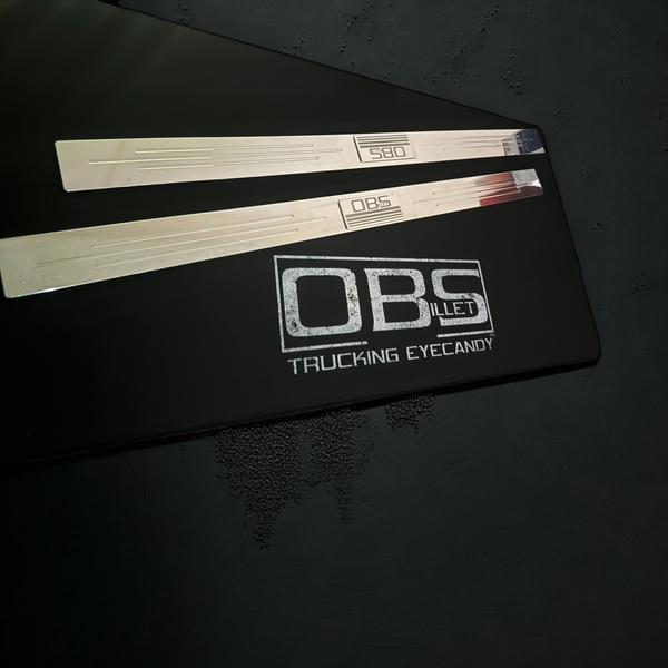 OBS Door Sill Tread Plates - With Customized Emblem Insert - Sold as a Pair - 4 Pieces - FREE SHIPPING USA