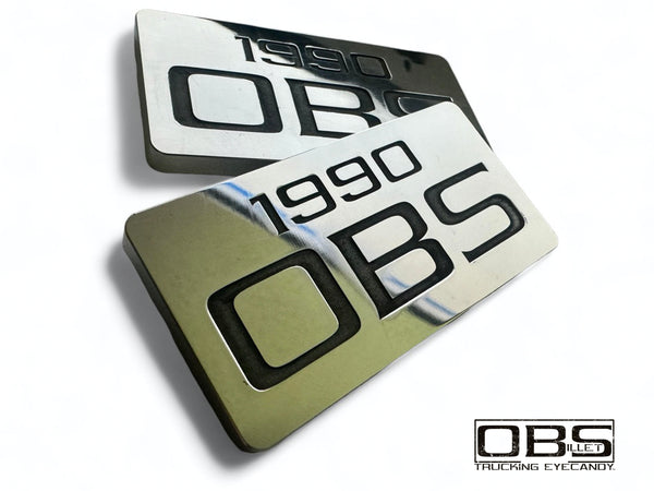 OBS Pillar Emblem - Year (at top) Specific - Machined Billet - Sold as a Pair