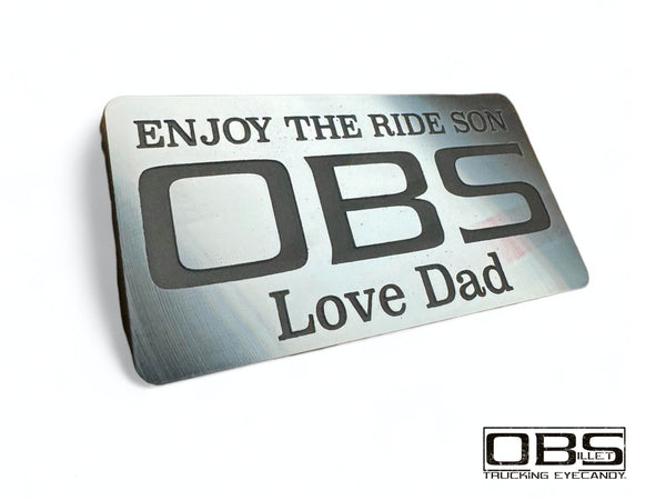 OBS - "Custom Message" Billet Pillar Emblem - Sold as a Pair