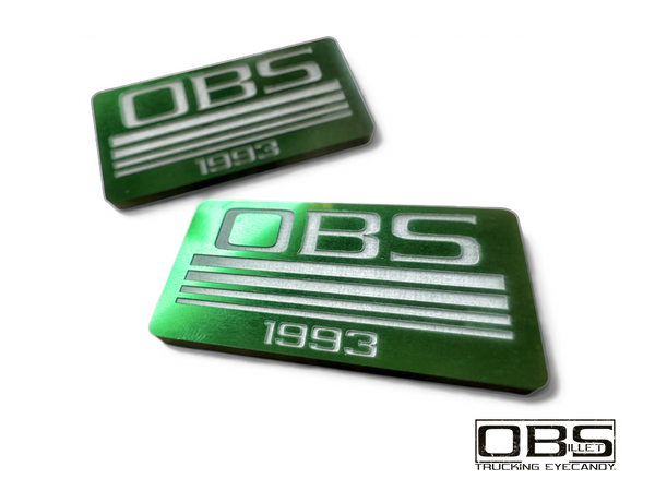 OBS - '4 Line' Classic Pillar Emblem - Year Specific (at bottom) - Anodized - Sold as a Pair