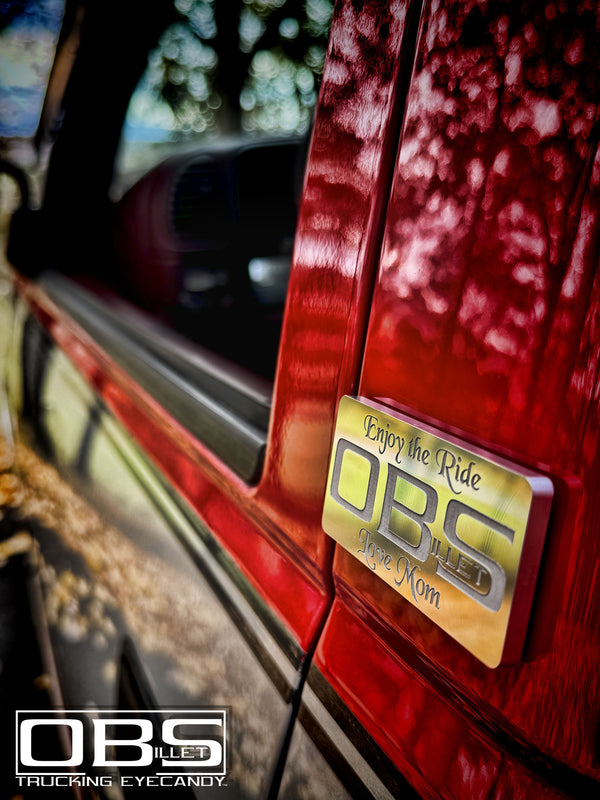 OBS - "Custom Message" Billet Pillar Emblem - Sold as a Pair