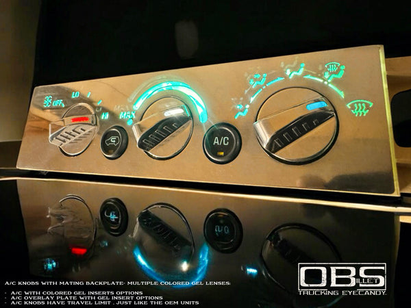 OBS A/C Unit Cover Plate - Illuminated Version - 3 Knobs - 3 Button Version