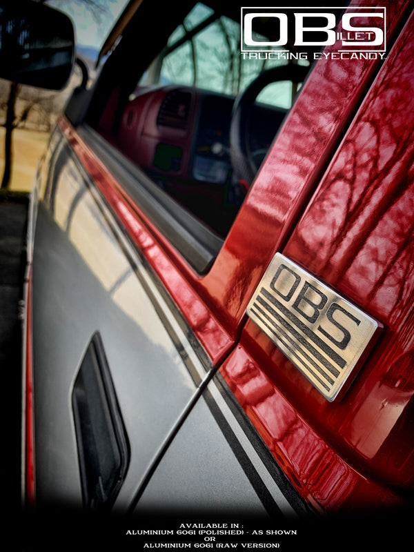 OBS - '4 Line' Classic Pillar Emblem - Machined Billet - Sold as a Pair