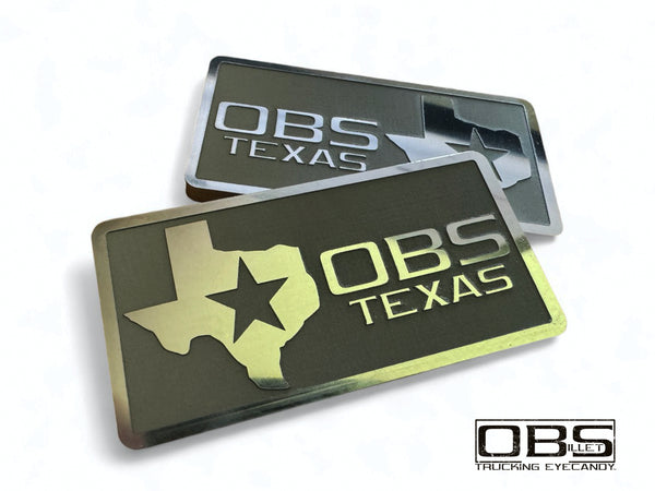 OBS - Texas State Pillar Emblem (Inverse Engraved) - Machined Billet - Sold as a Pair