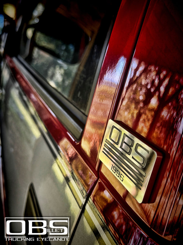 OBS Pillar Emblem - Classic Four Line with Year (at bottom) Specific - Machined Billet - Sold as a Pair