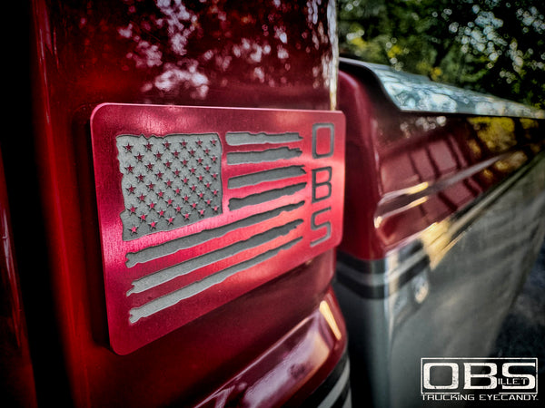 OBS - 'The Patriot' Classic Pillar Emblem - Anodized Billet - Sold as a Pair