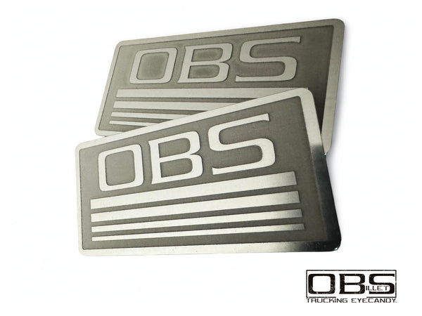 OBS - '4 Line' Classic Pillar Emblem (Inverse Engraved) - Machined Billet - Sold as a Pair