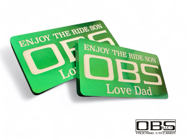 OBS - "Custom Message"  Pillar Emblem - Anodized - Sold as a Pair