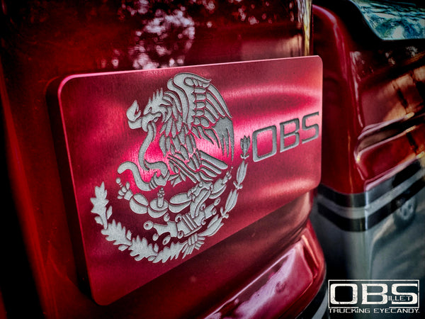 OBS - 'Mexican Golden Eagle' Classic Pillar Emblem - Anodized Billet - Sold as a Pair