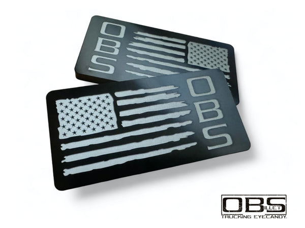 OBS - 'The Patriot' Classic Pillar Emblem - Anodized Billet - Sold as a Pair