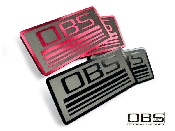 OBS - '4 Line' Classic Pillar Emblem (Inverse Engraved) - Anodized - Sold as a Pair