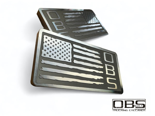 OBS - 'The Patriot' Classic Pillar Emblem - Machined Billet - Sold as a Pair