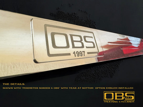 OBS Door Sill Tread Plates - With Customized Emblem Insert - Sold as a Pair - 4 Pieces - FREE SHIPPING USA