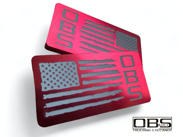 OBS - 'The Patriot' Classic Pillar Emblem - Anodized Billet - Sold as a Pair