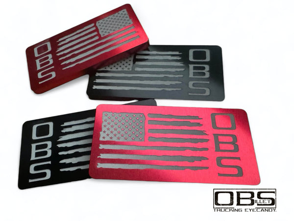 OBS - 'The Patriot' Classic Pillar Emblem - Anodized Billet - Sold as a Pair