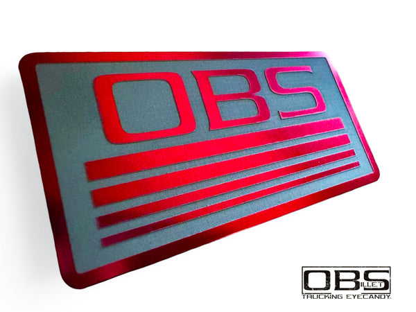 OBS - '4 Line' Classic Pillar Emblem (Inverse Engraved) - Anodized - Sold as a Pair