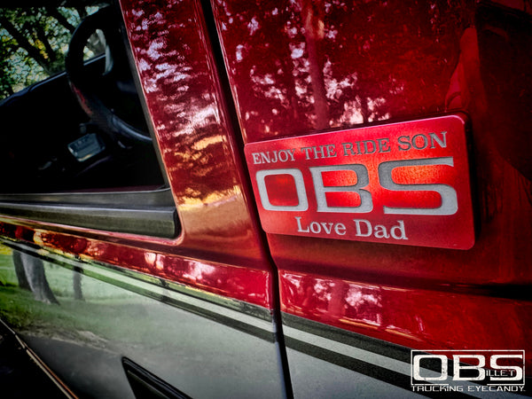 OBS - "Custom Message"  Pillar Emblem - Anodized - Sold as a Pair