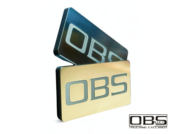 OBS - (Words Only) Classic Pillar Emblem - Machined Billet - Sold as a Pair