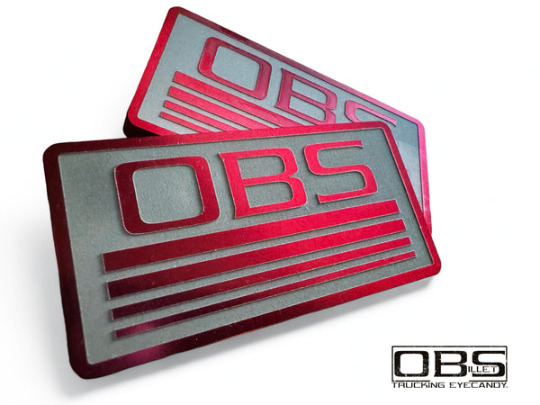 OBS - '4 Line' Classic Pillar Emblem (Inverse Engraved) - Anodized - Sold as a Pair