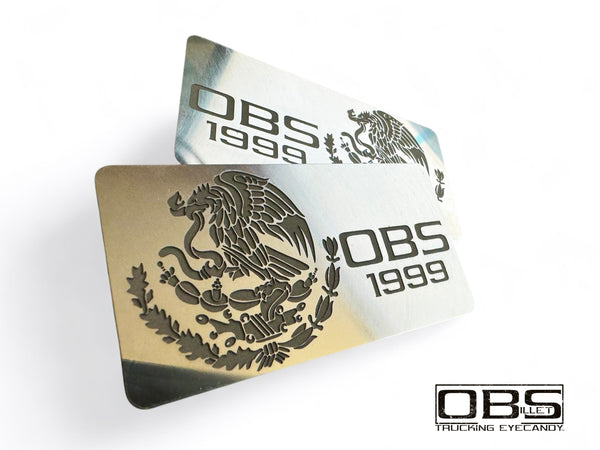 OBS Pillar Emblem - Mexican Golden Eagle -  Year Specific - Regular Engraved - Machined Billet - Sold as a Pair