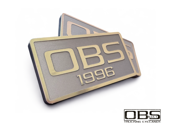 OBS Pillar Emblem (Inverse Engraved) - Year (at bottom) Specific - Machined Billet - Sold as a Pair