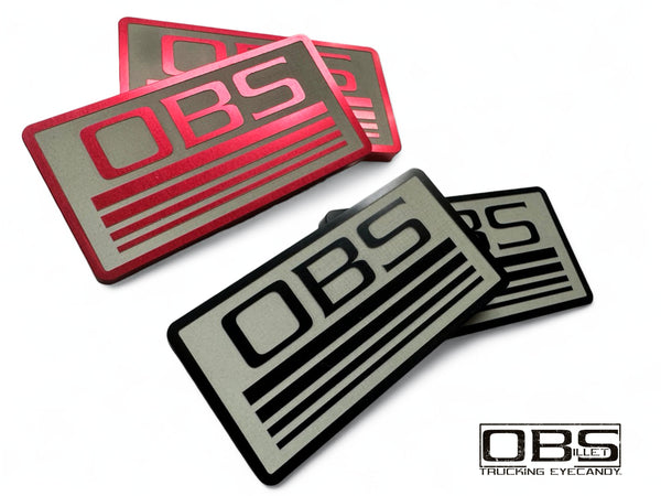 OBS - '4 Line' Classic Pillar Emblem (Inverse Engraved) - Anodized - Sold as a Pair